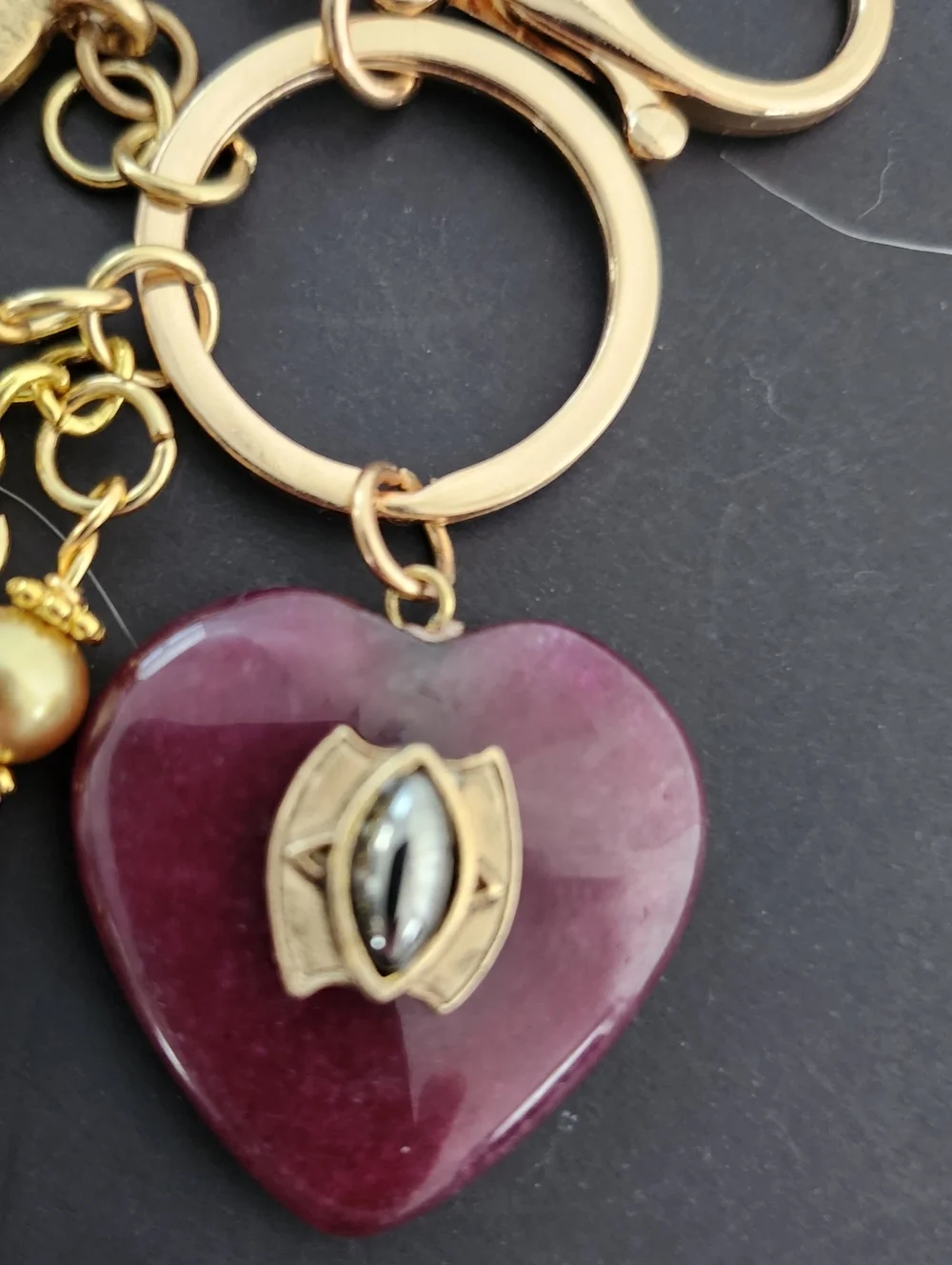 Upcycled Purse Charm or Keychain Dragon Agate Paper Glass Handcrafted